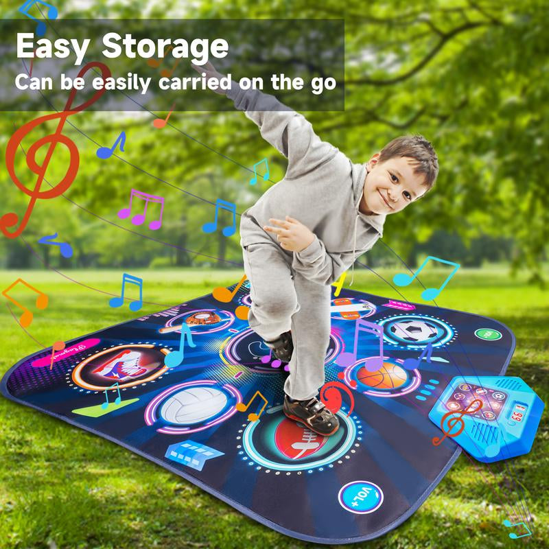 Dance Mat - Rhythm Challenge Game Pad, Children'S Dance Game Toy Gift (Suitable for Girls and Boys) Ball Game Theme Dance Pedal, Adjustable Volume, Built-In Music, 3 Challenge Difficulty Levels, 9-Key Design, New Year Gift，Xmas B-Day Gifts