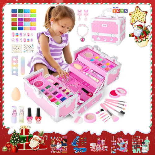 Pretend Play Makeup Kit,Washable Makeup Kit with Unicorn Bag,Make up Kit for Christmas Birthday Gifts