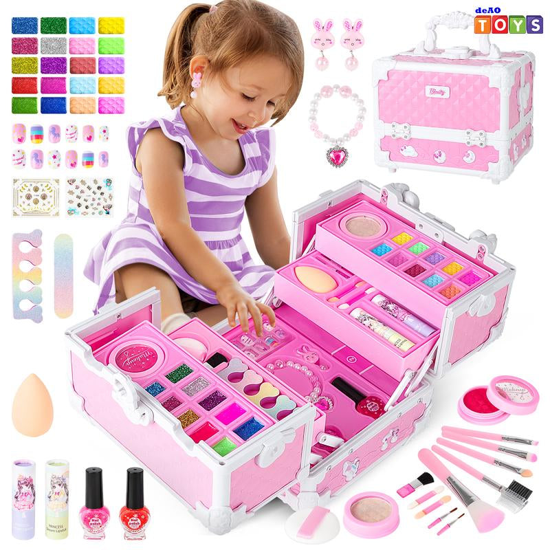Pretend Play Makeup Kit,Washable Makeup Kit with Unicorn Bag,Make up Kit for Christmas Birthday Gifts