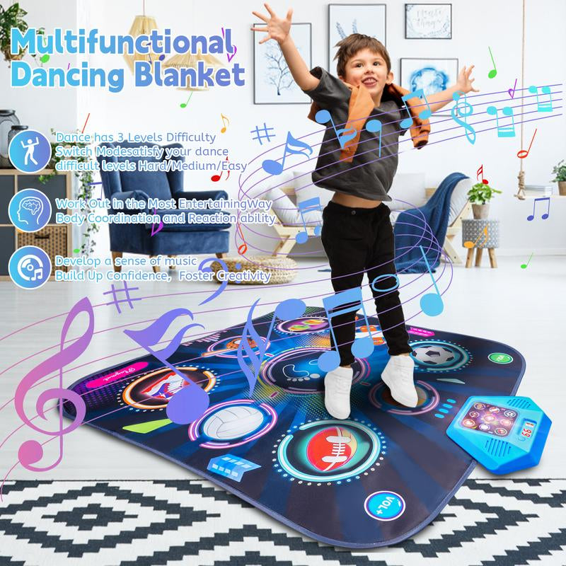 Dance Mat - Rhythm Challenge Game Pad, Children'S Dance Game Toy Gift (Suitable for Girls and Boys) Ball Game Theme Dance Pedal, Adjustable Volume, Built-In Music, 3 Challenge Difficulty Levels, 9-Key Design, New Year Gift，Xmas B-Day Gifts