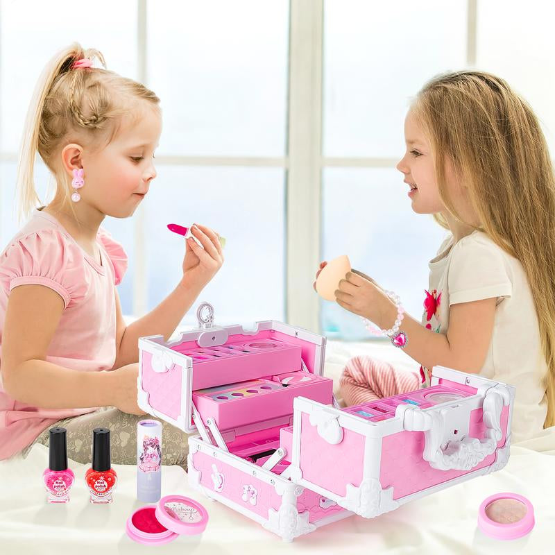 Pretend Play Makeup Kit,Washable Makeup Kit with Unicorn Bag,Make up Kit for Christmas Birthday Gifts
