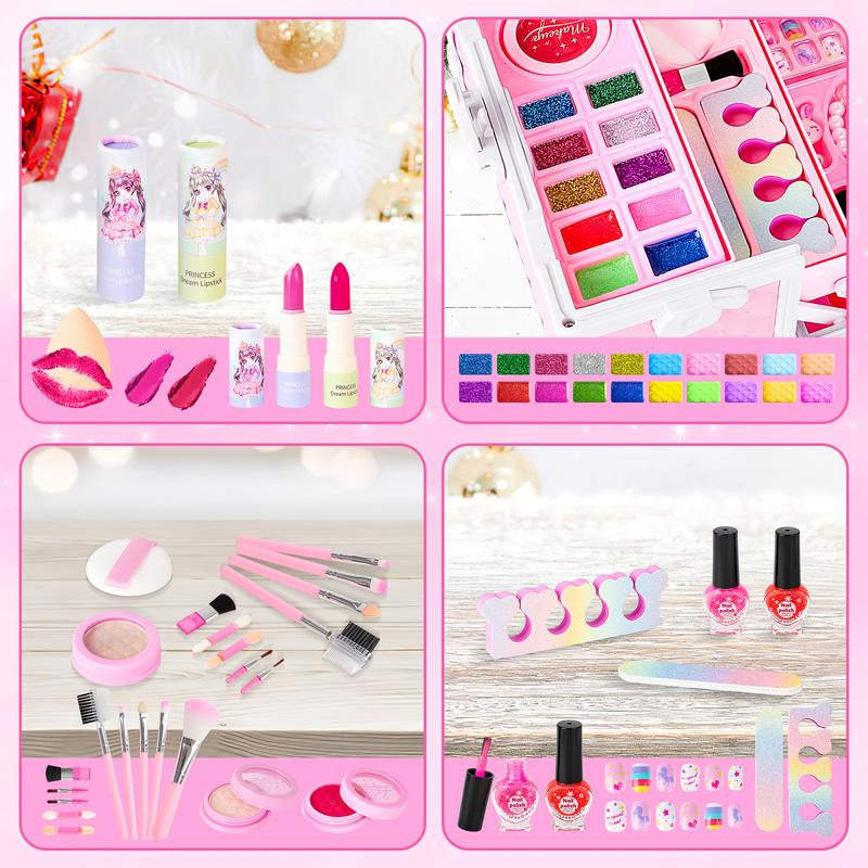 Pretend Play Makeup Kit,Washable Makeup Kit with Unicorn Bag,Make up Kit for Christmas Birthday Gifts