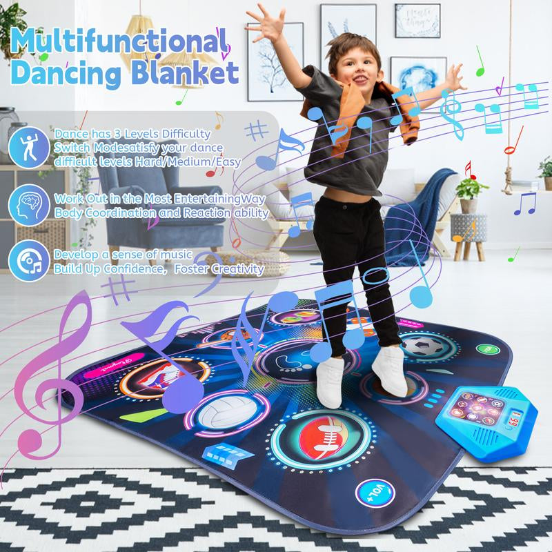 Dance Mat - Rhythm Challenge Game Pad, Children'S Dance Game Toy Gift (Suitable for Girls and Boys) Ball Game Theme Dance Pedal, Adjustable Volume, Built-In Music, 3 Challenge Difficulty Levels, 9-Key Design, New Year Gift，Xmas B-Day Gifts